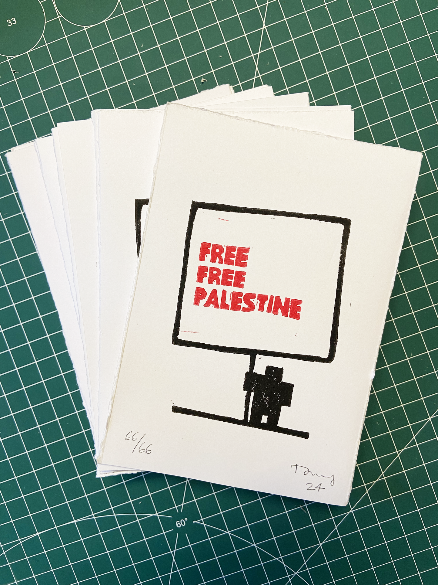 Lino Print - Free Free Palestine