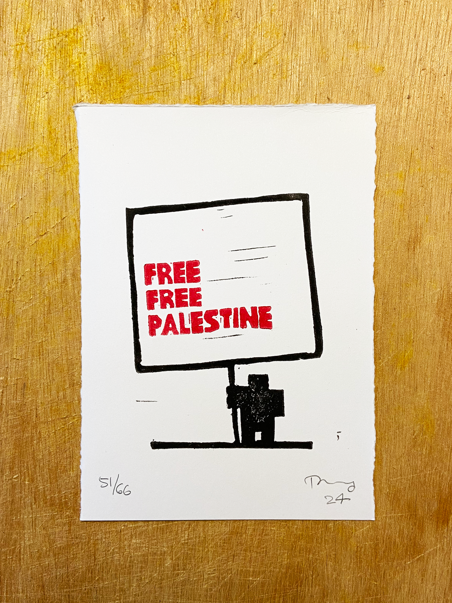 Lino Print - Free Free Palestine