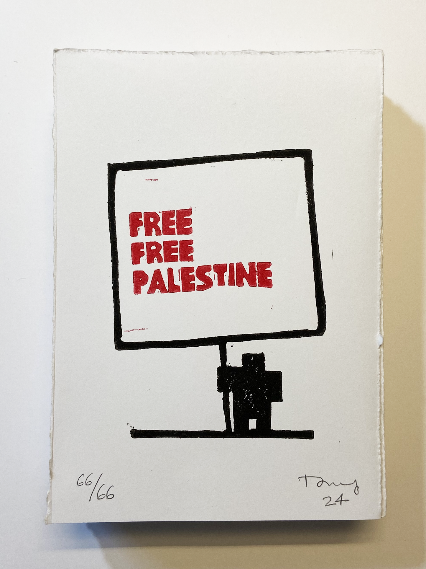 Lino Print - Free Free Palestine