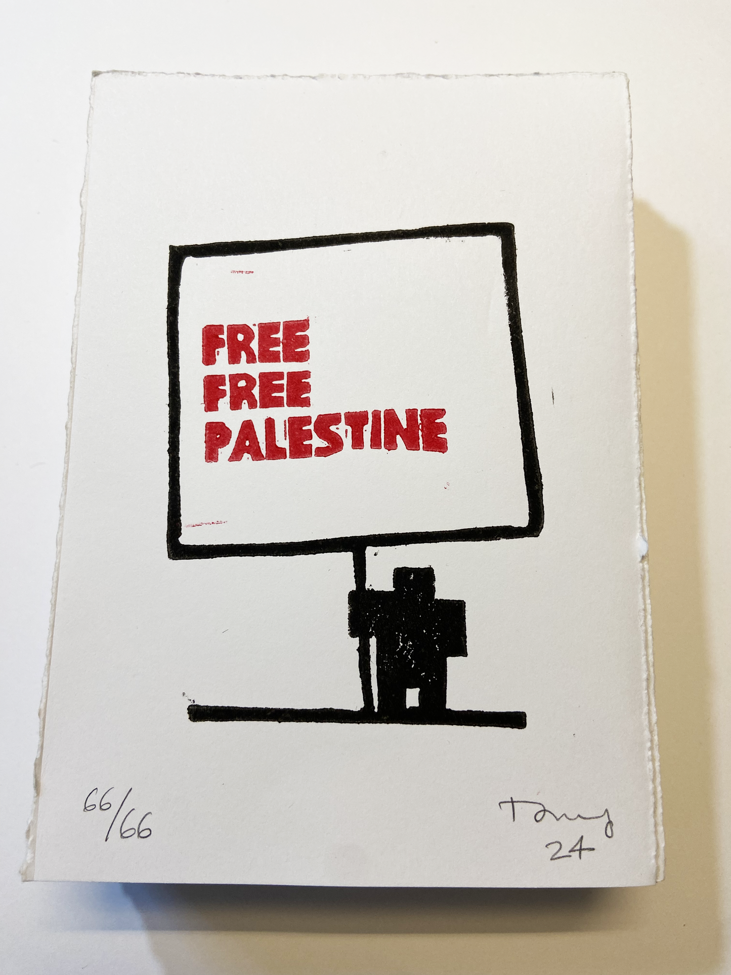 Lino Print - Free Free Palestine