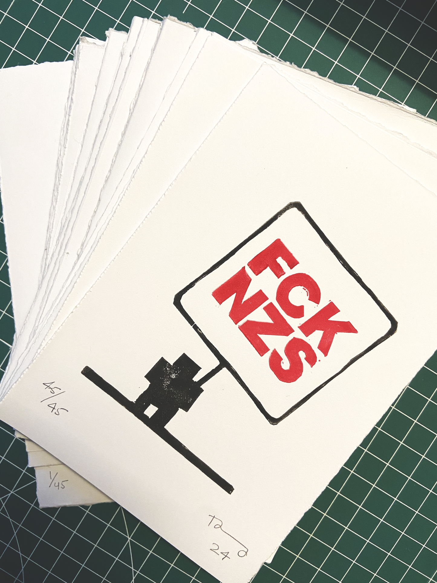 Lino Print - FCK NZS