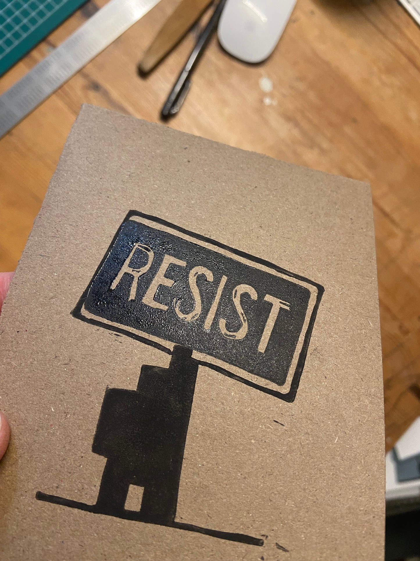 Lino Print - RESIST