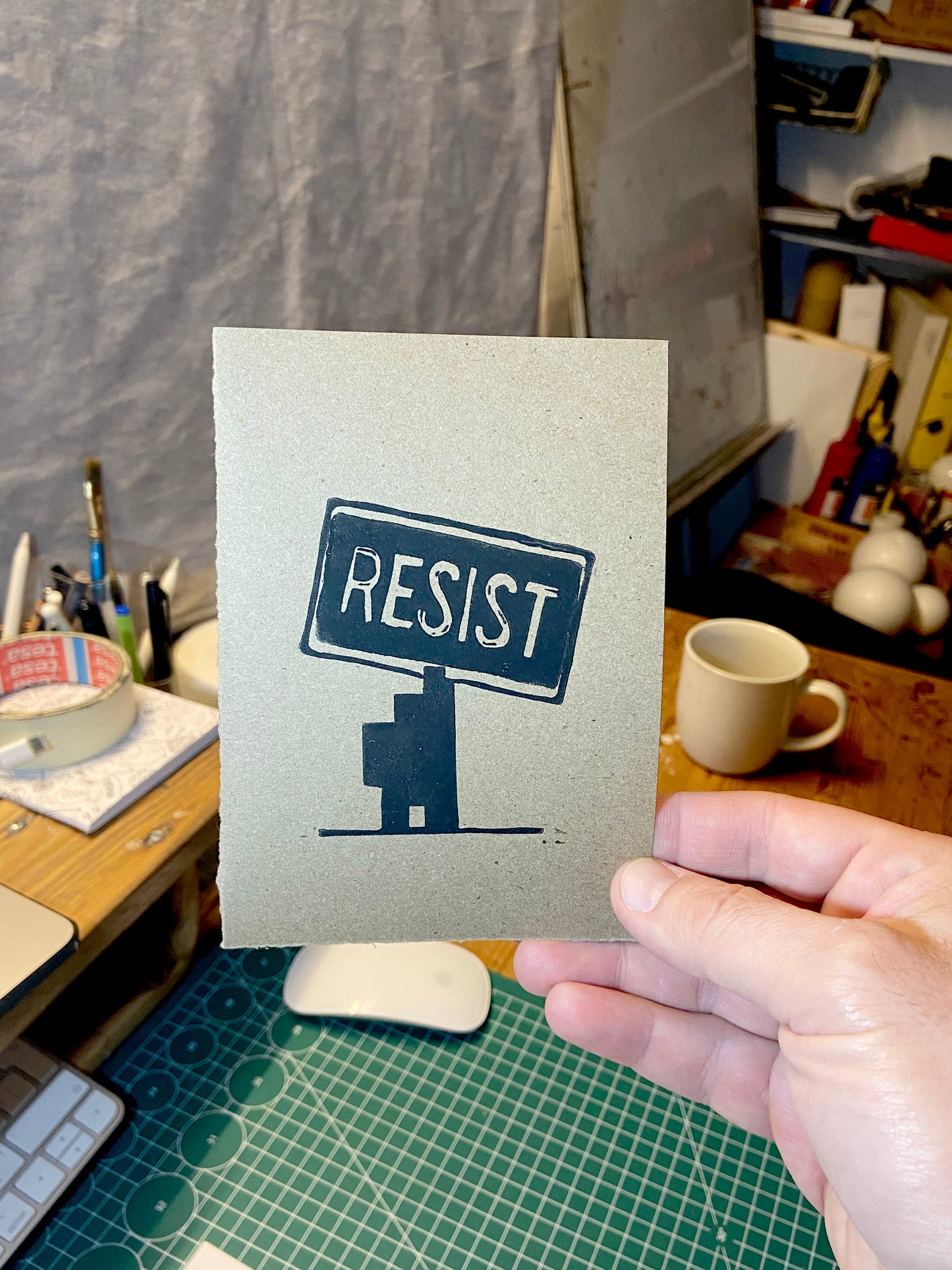 Lino Print - RESIST