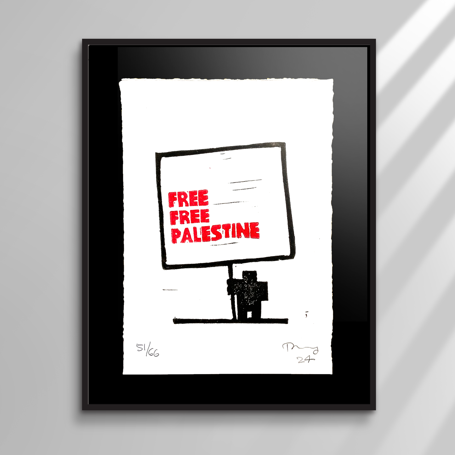 Lino Print - Free Free Palestine