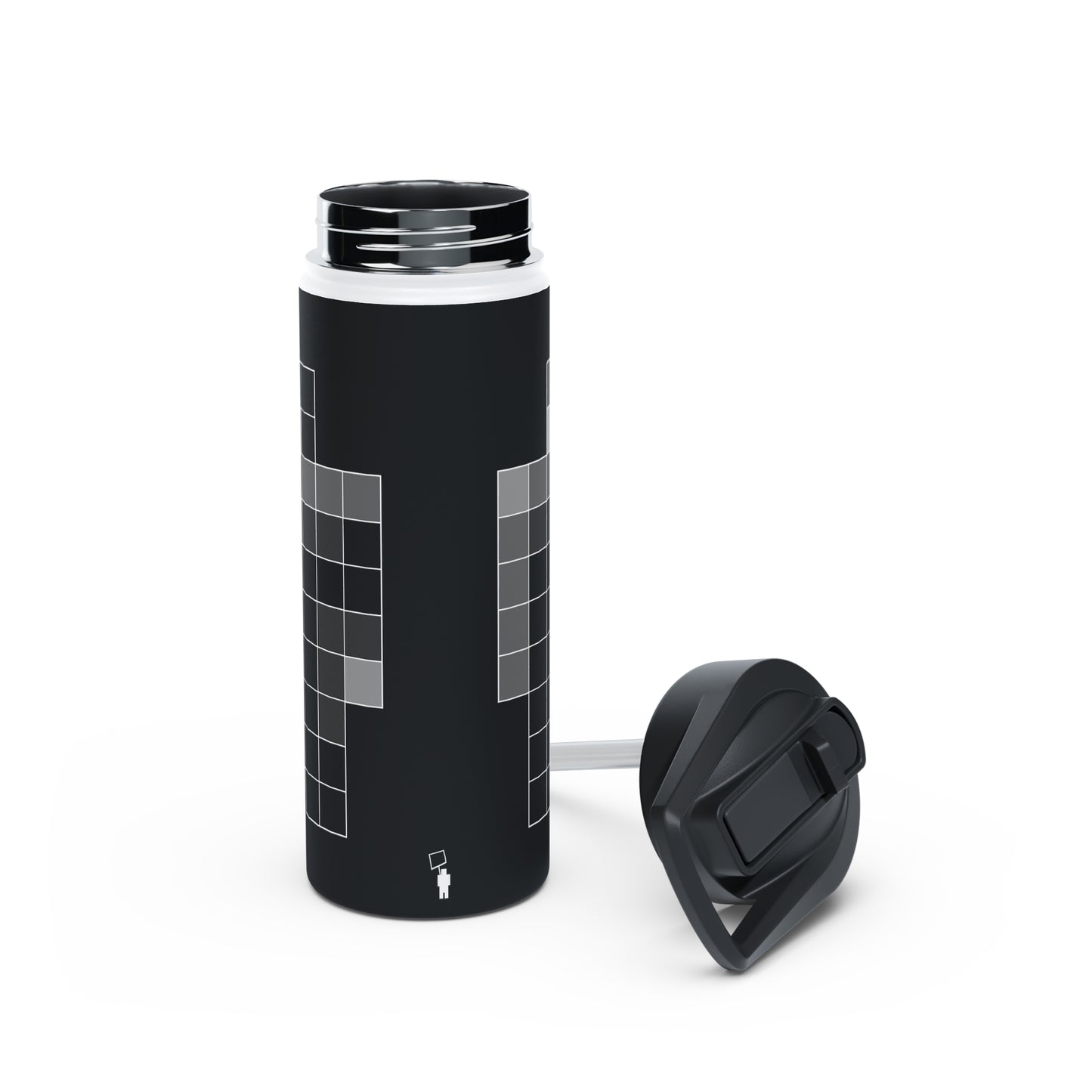 Water Bottle - Neo Grey Pixel - Stainless Steel - Standard Lid