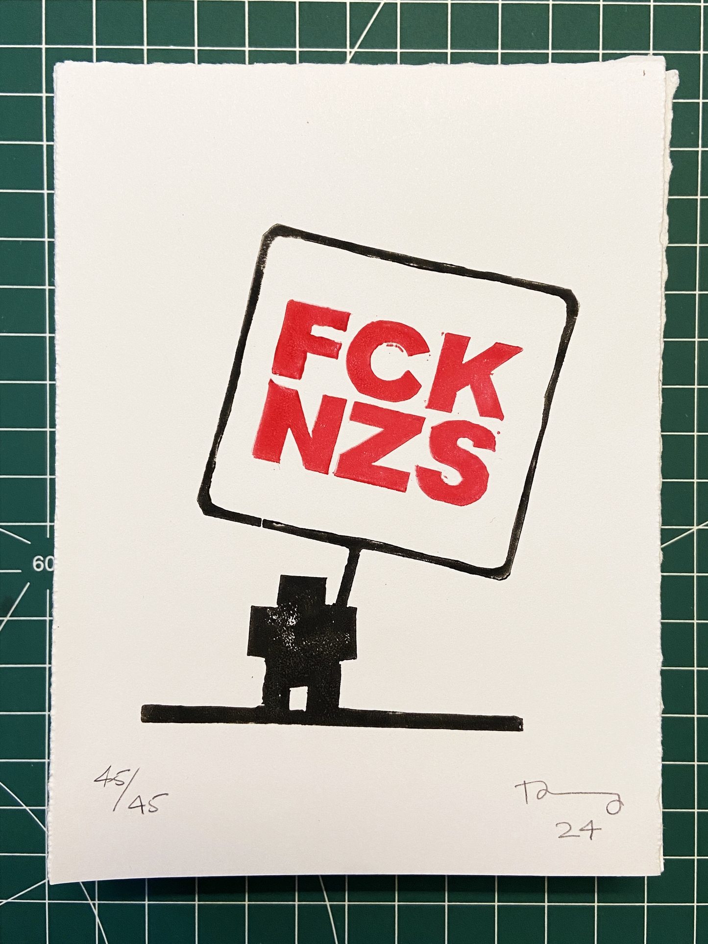 Lino Print - FCK NZS